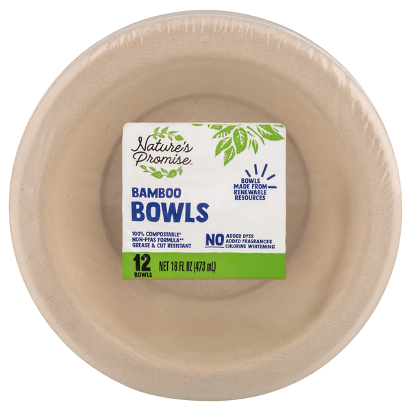 Nature's Promise Compostable Bamboo Bowls 16 oz