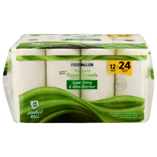 Food Lion Premium Any Size Double Roll 2-Ply Paper Towels - 12 ct