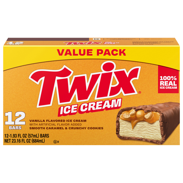 Twix Vanilla Caramel Cookie Ice Cream Bars - 12 ct