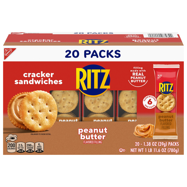 Nabisco Ritz Peanut Butter Sandwich Crackers - 20 ct