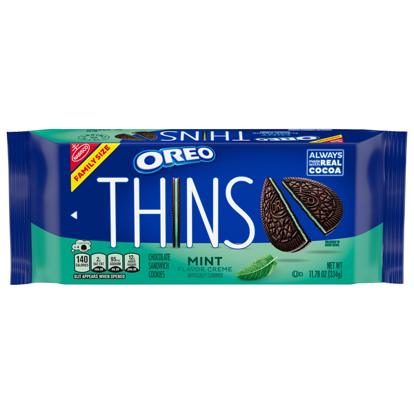 OREO Thins Mint Creme Chocolate Sandwich Cookies Family Size