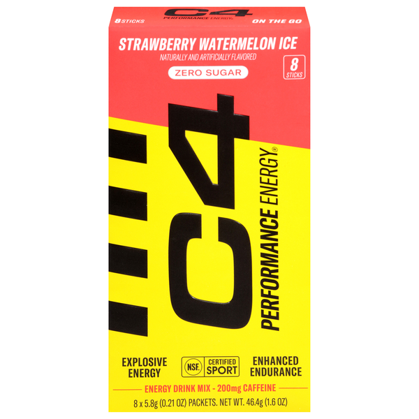 C4 Zero Sugar Strawberry Watermelon Ice Energy Drink Mix - 8 ct