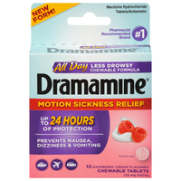 Dramamine 25 mg Motion Sickness Raspberry Cream Flavored Chewable Tablets
