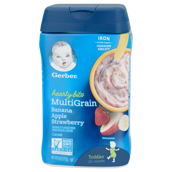 Gerber Hearty Bits Multigrain Banana Apple Strawberry Toddler Cereal