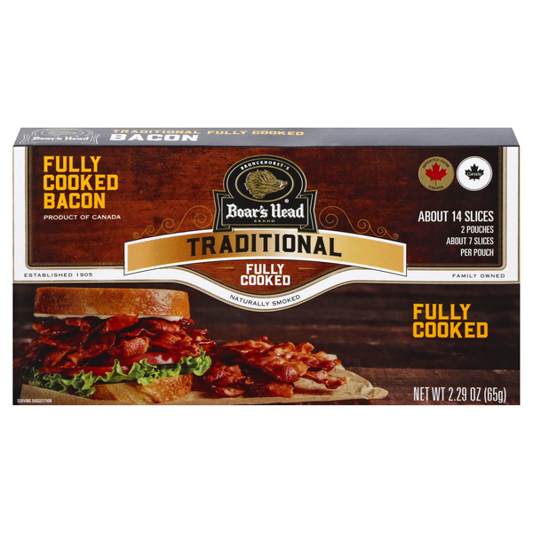 Save on Boar's Head Bacon Fully Cooked 2 Pouches 7 Slices Each Order