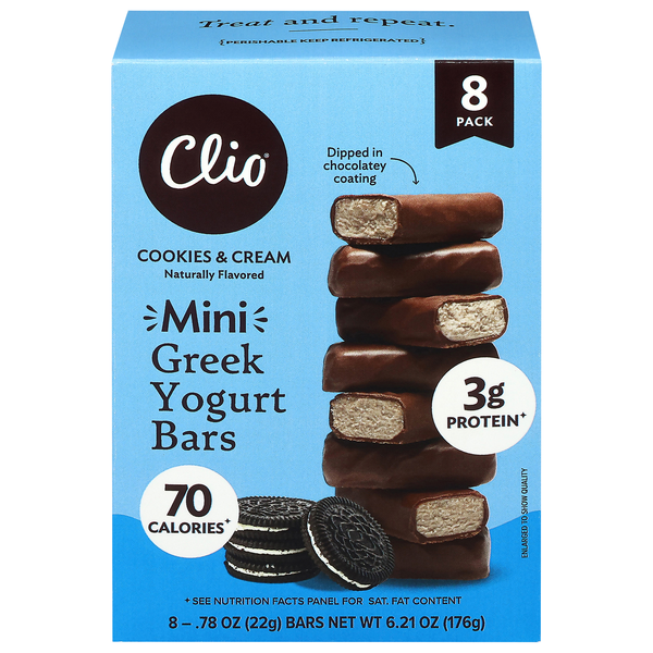 Clio Greek Cookies & Cream Mini Yogurt Bars - 8 ct Refrigerated