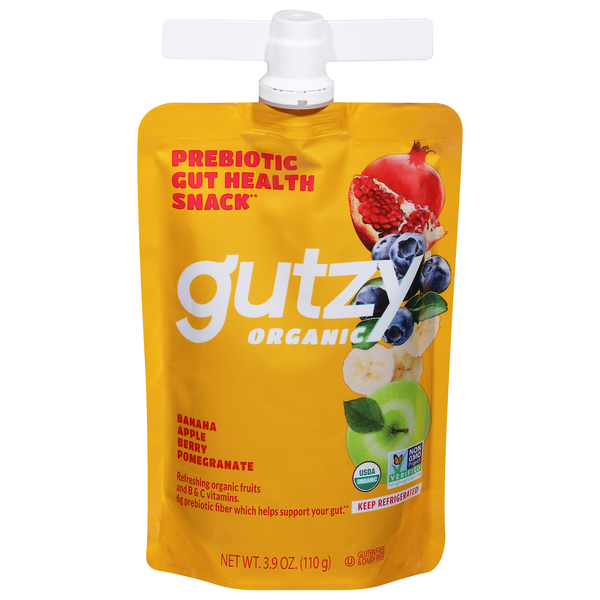 gutzy Organic Banana Apple Berry & Pomegranate Gut Health Snack Squeeze