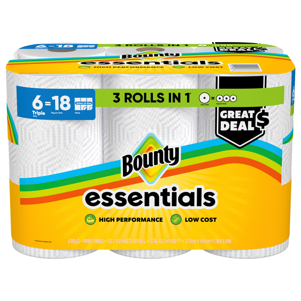 Bounty Essentials Triple Rolls 2-Ply Paper Towels - 6 ct