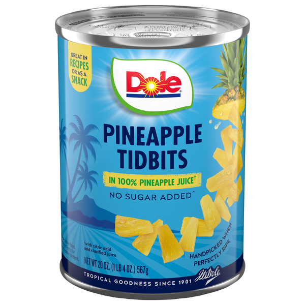 Dole No Sugar Added Pineapple Tidbits in Juice