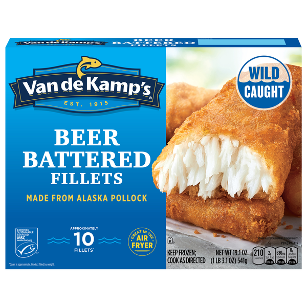 Van de Kamp's Wild Caught Beer Battered Whole Fish Fillets - 10 ct Frozen
