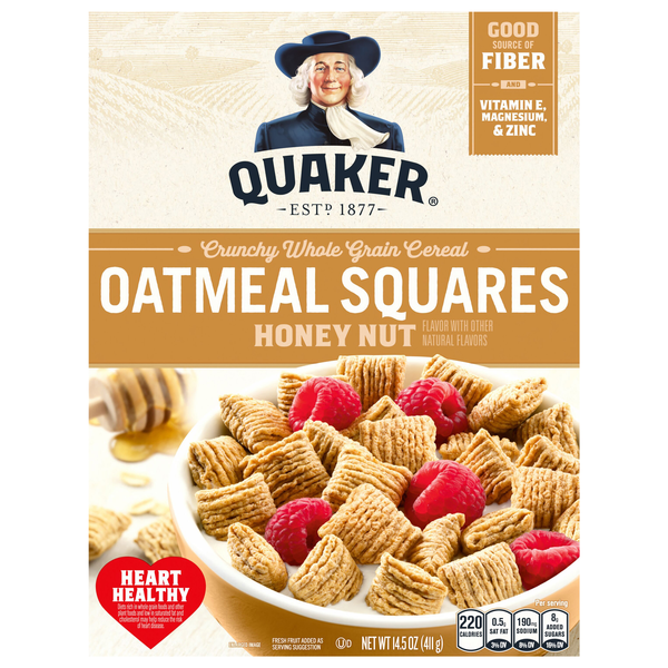 Quaker Oatmeal Squares Honey Nut Whole Grain Cereal