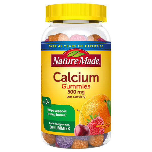 Nature Made Adult Calcium Gummies Supplement Cherry Orange & Strawberry