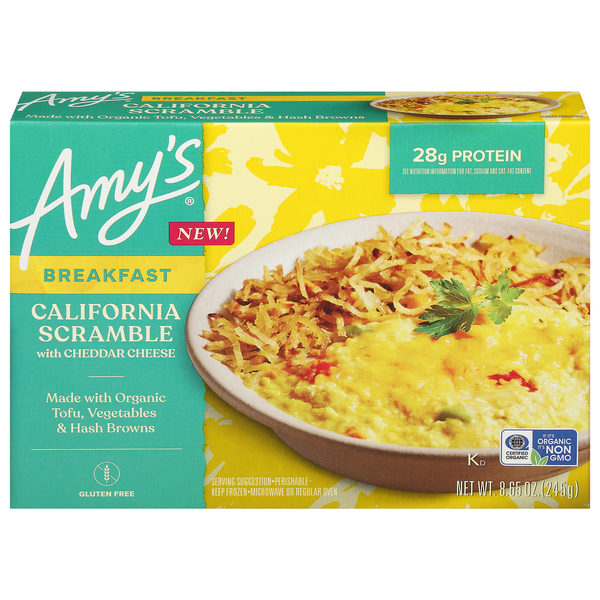 Amy's Breakfast Gluten Free California Scramble with Cheddar Cheese Frozen