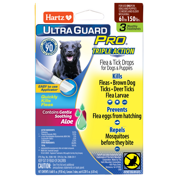 Hartz UltraGuard Pro Flea & Tick Drops Dogs & Puppies 61-150 lbs - 3 ct