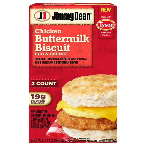 Jimmy Dean Egg & Cheese Chicken Buttermilk Biscuit - 2 ct Frozen