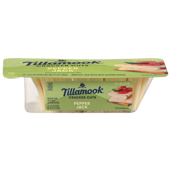 Tillamook Pepper Jack Cheese Cracker Cut Slices - 24 ct