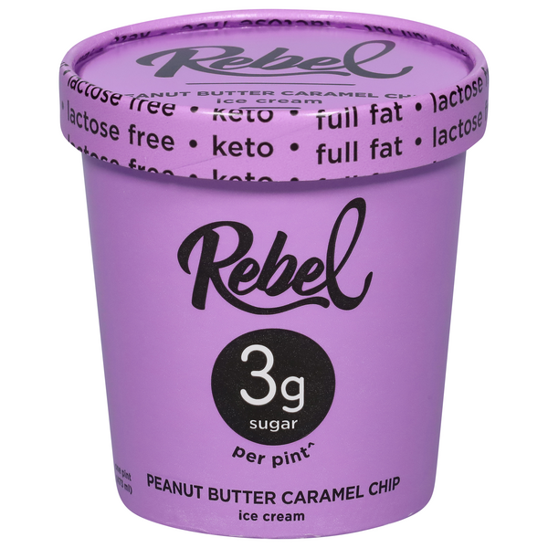 Rebel Lactose Free No Sugar Add Keto Peanut Butter Caramel Chip Ice Cream