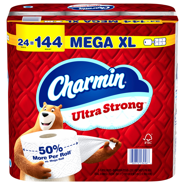 Charmin Ultra Strong Mega XL Roll 2-Ply Toilet Paper Unscented - 24 ct