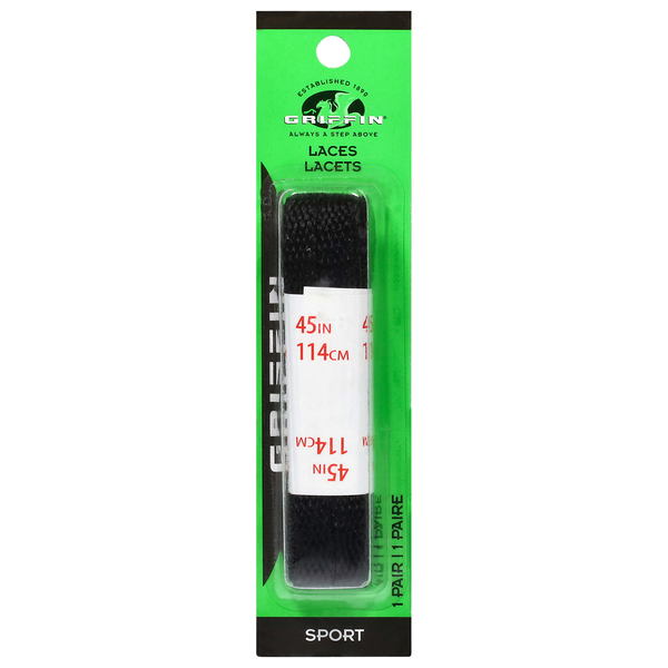 Griffin Black Sport Shoe Laces 45 Inch