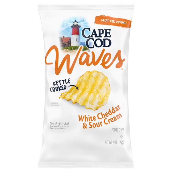 Save on Cape Cod Waves Kettle Cooked Potato Chips White Cheddar & Sour