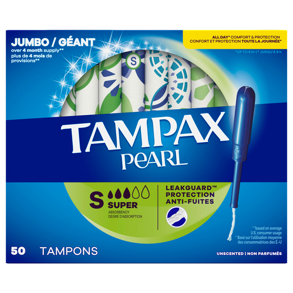 Tampax Pearl Unscented Super Tampons
