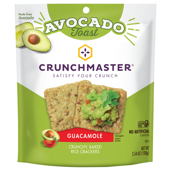 Crunchmaster Guacamole Avocado Toast Crunchy Baked Rice Crackers
