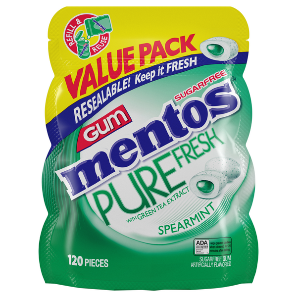 Mentos Pure Fresh Sugar Free Gum Spearmint with Green Tea Extract