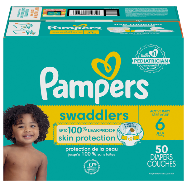 Pampers Swaddlers Size 6 Baby Diapers 35+ lb