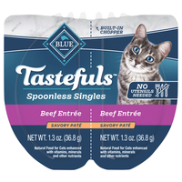 BLUE Tastefuls Spoonless Singles Savory Pate Beef Wet Cat Food - 2 ct