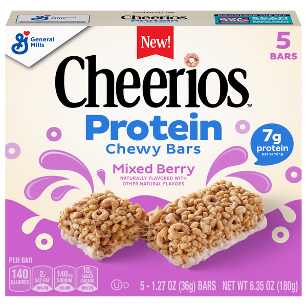 Cheerios Mixed Berry 7g Protein Chewy Bars - 5 ct