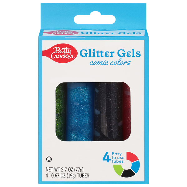Betty Crocker Comic Colors Glitter Gels - 4 ct