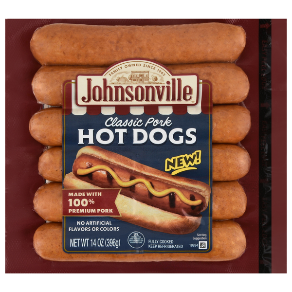 Johnsonville Classic Pork Hot Dogs - 6 ct
