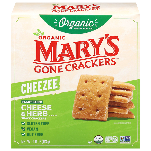 Mary's Gone Crackers Organic Cheezee Plant Based Cheese & Herb Crackers