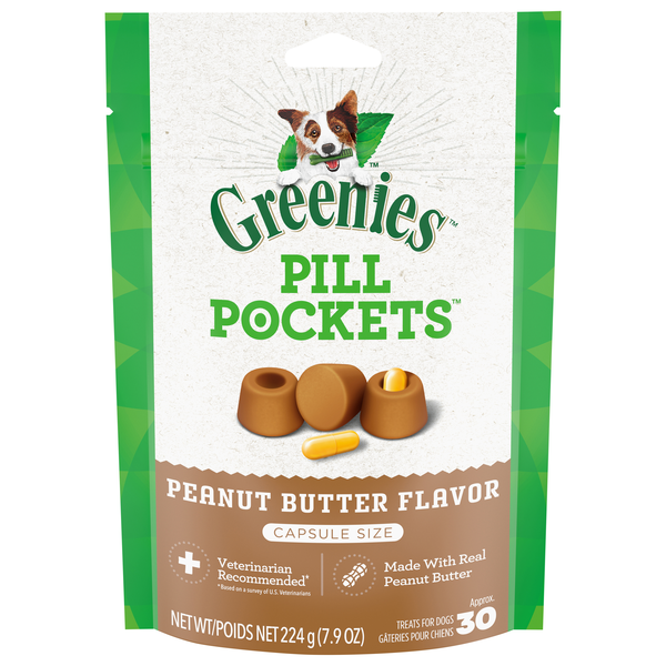 GREENIES Pill Pockets Peanut Butter Capsule Size Dog Treats - apx 30 ct