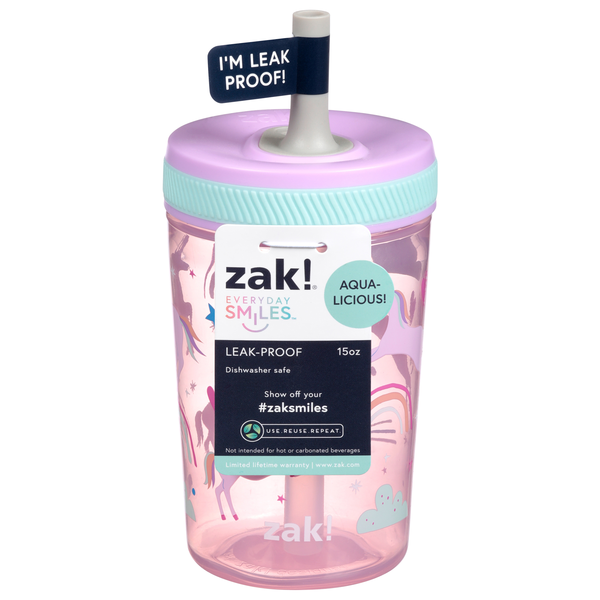 Zak! Everyday Smiles Leak-Proof Straw Tumbler Unicorns 15 oz