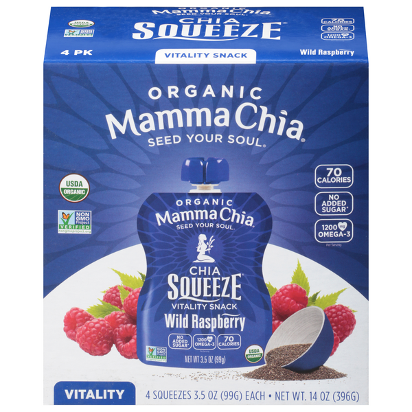 Save on Mamma Chia Chia Squeeze Vitality Snack Wild Raspberry Organic