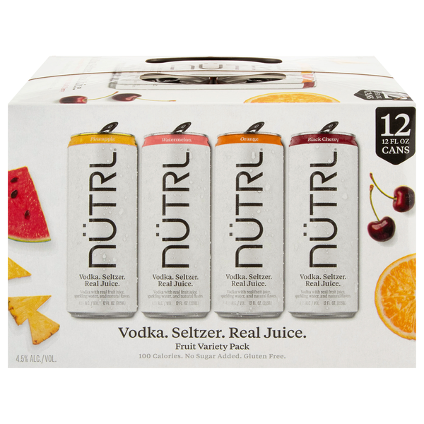 Nutrl Assorted Vodka Seltzer Fruit Variety Pack - 12 pk