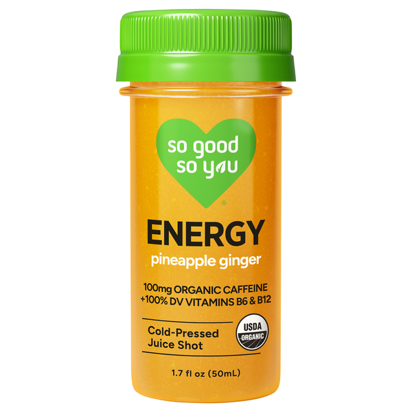 So Good So You Organic Energy Pineapple Ginger Probiotic Juice Shot