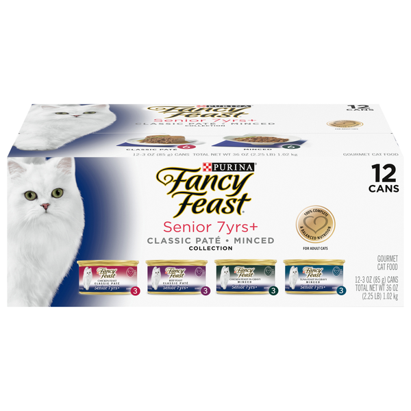 Fancy Feast Senior 7 yrs+ Classic Pate Minced Collection Wet Cat Food 12ct