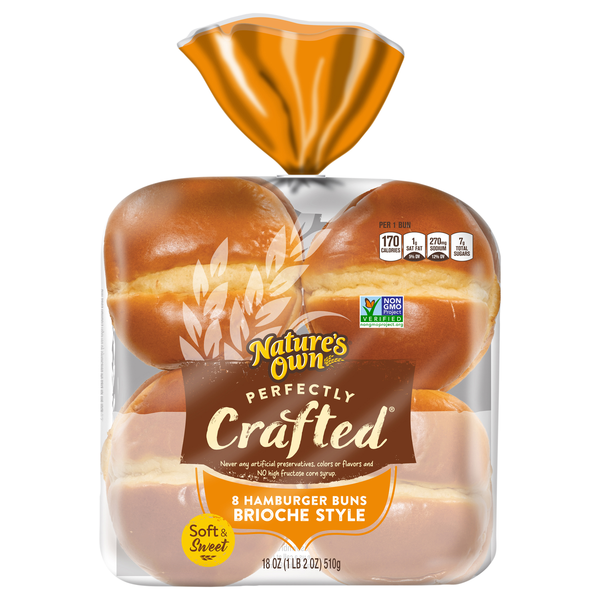 Nature's Own Perfectly Crafted Brioche Style Hamburger Buns - 8 ct