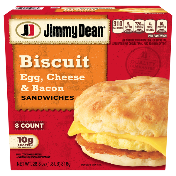 Jimmy Dean Egg Cheese & Bacon Biscuit Sandwiches - 8 ct