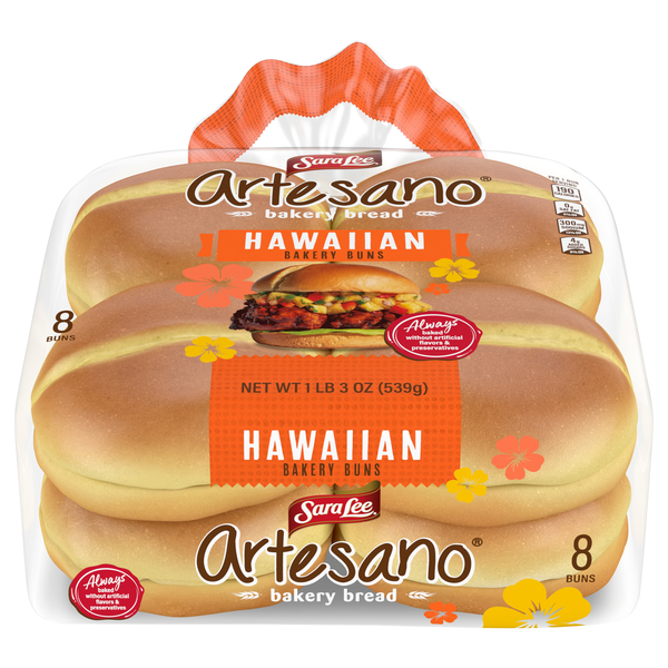 Save on Sara Lee Artesano Bakery Bread Hawaiian Hamburger Buns 8 ct