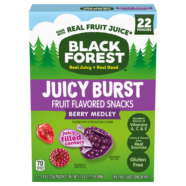 Black Forest Juicy Burst Berry Medley Fruit Flavored Snacks - 22 ct