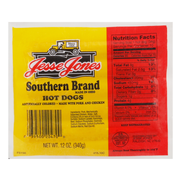 Jesse Jones Southern Brand Pork & Chicken Hot Dogs - 10 ct