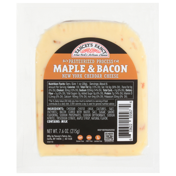 Yancey's Fancy Maple Bacon Cheddar Cheese Wedge
