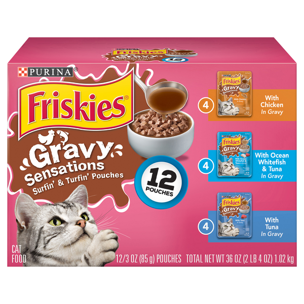 Save on Friskies Gravy Sensations Surfin' & Turfin' Wet Cat Food