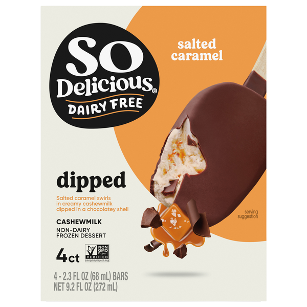 So Delicious Dairy Free Dipped Salted Caramel Cashewmilk Dessert Bars 4 ct