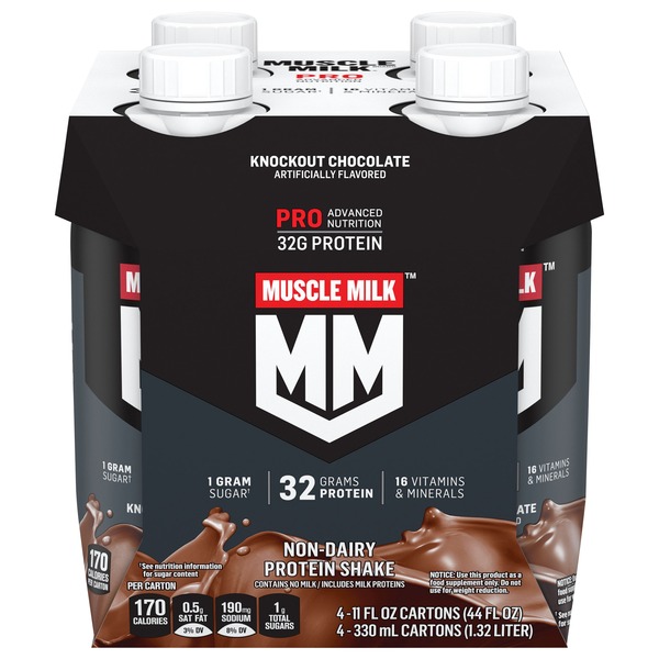 Muscle Milk PRO Knockout Chocolate 32g Non-Dairy Protein Shake - 4 pk