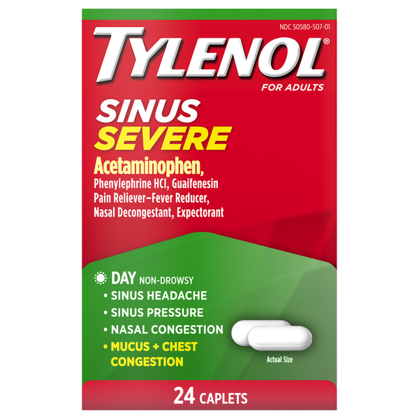 Tylenol Sinus Severe Day Acetaminophen Pain Reliever Caplets