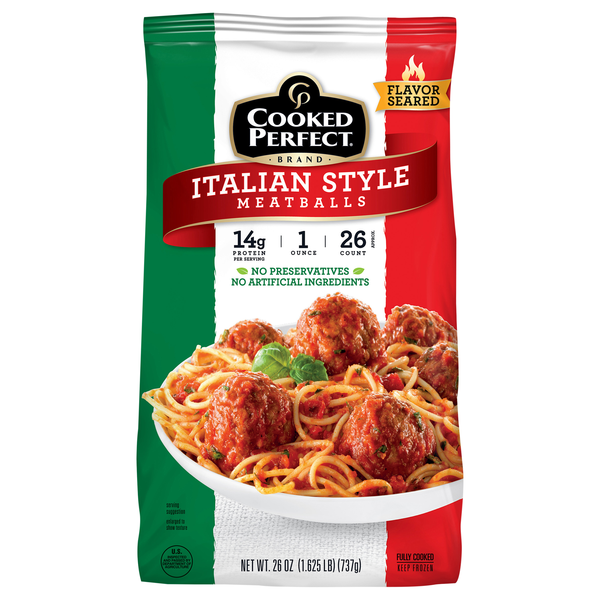 Cooked Perfect Dinner Size Italian Style Meatballs - apx 26 ct Frozen